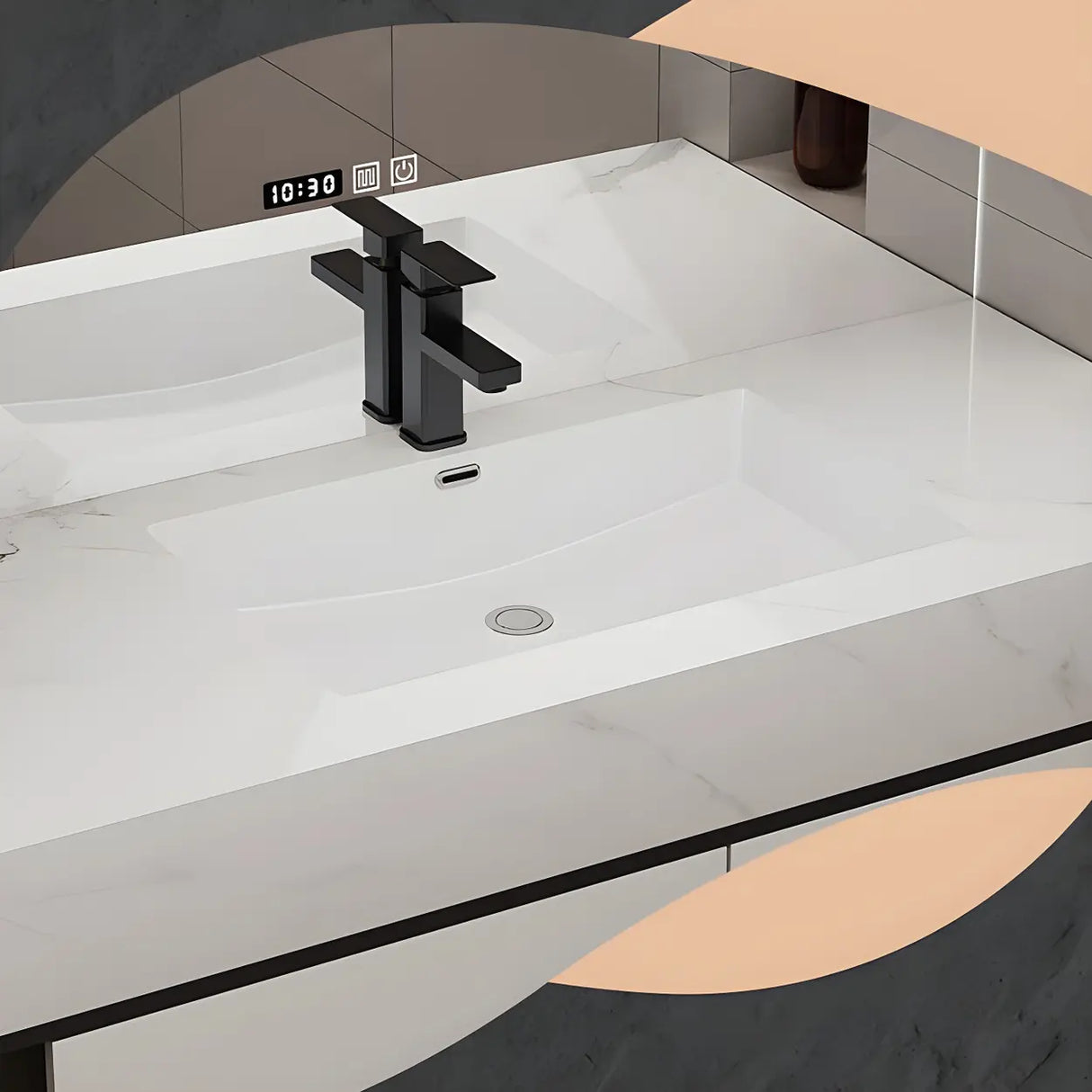 Stylish Wall Mount Sink Bath Vanity with Mirror and Faucet Image - 8