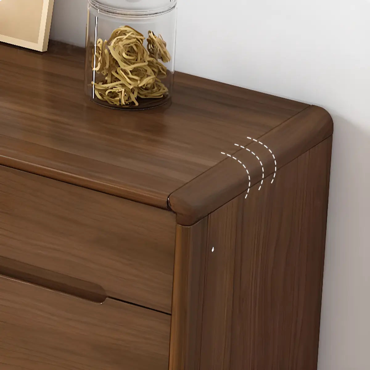 Stylish Walnut Brown Narrow Sideboard with Glass Doors Image - 11