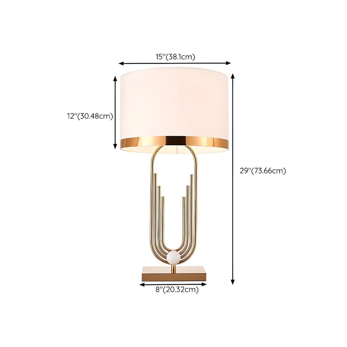 Stylish White Drum Shade Geometric Metal Table Lamp