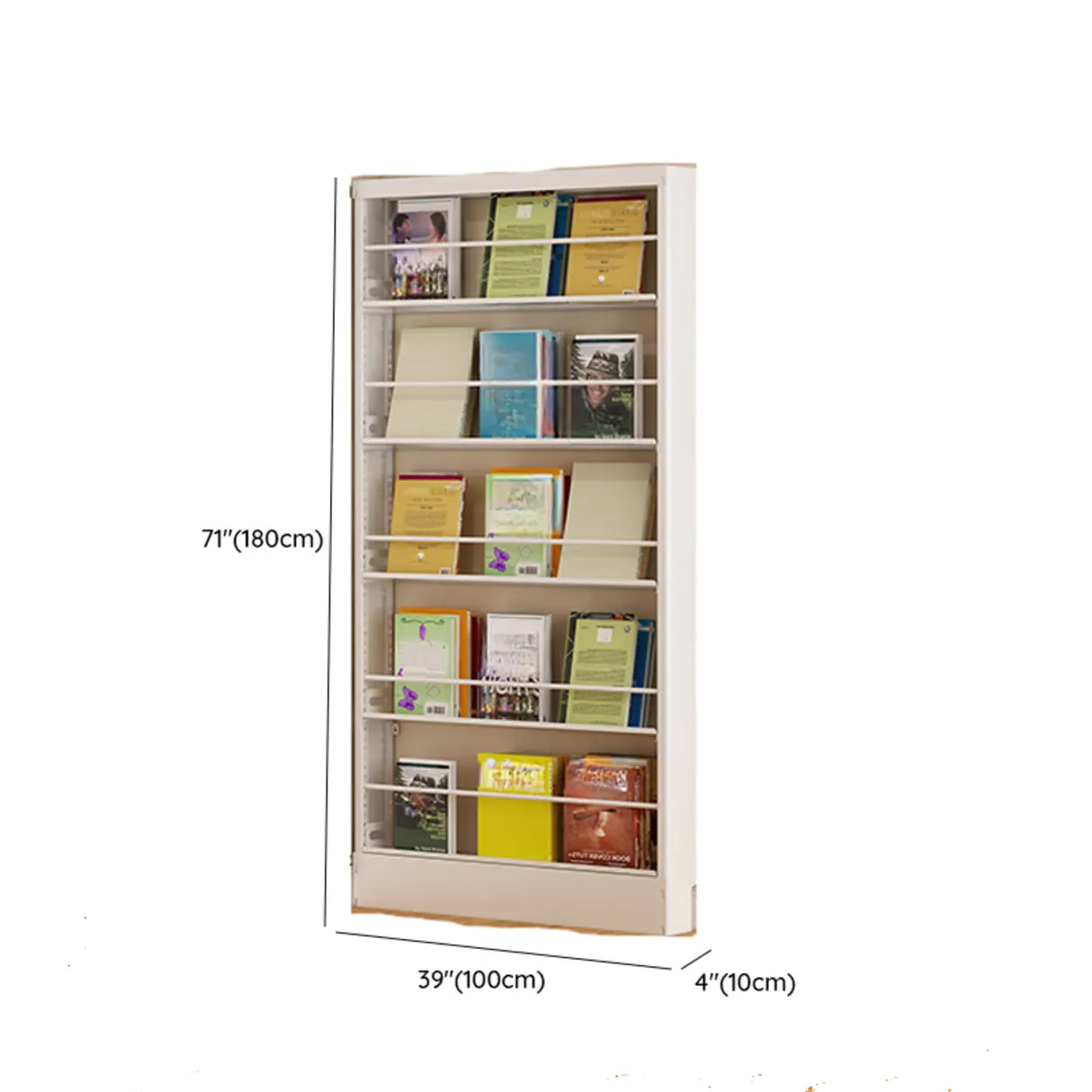 Stylish White Finish Vertical Steel Open Bookshelf Image - 26