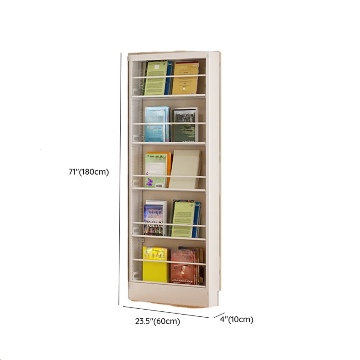 Stylish White Finish Vertical Steel Open Bookshelf Image - 27