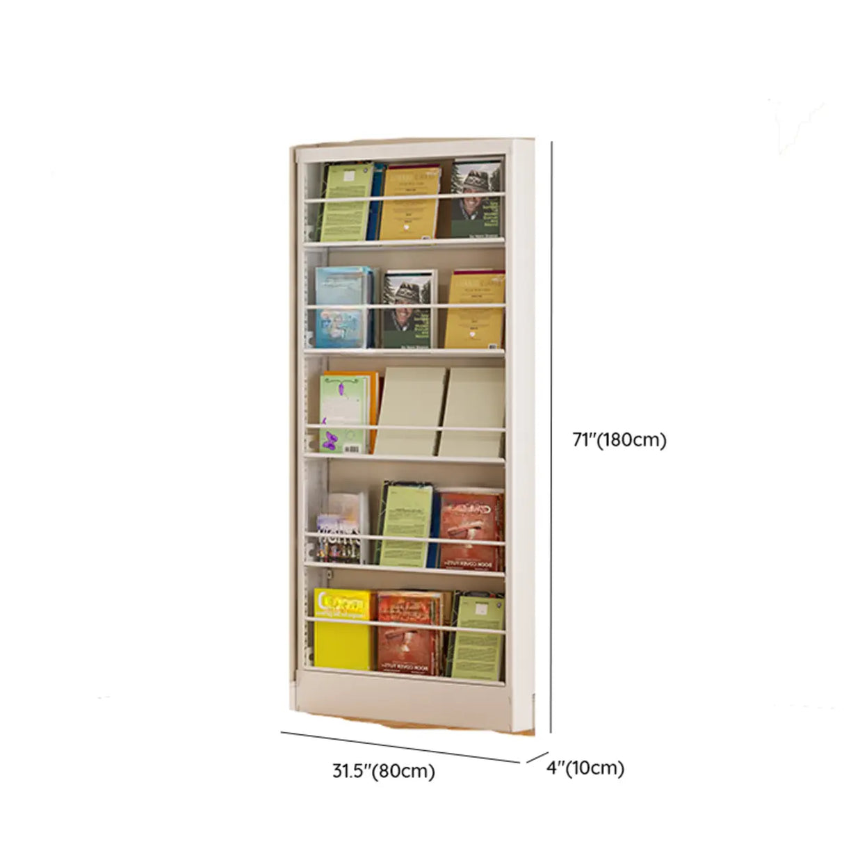 Stylish White Finish Vertical Steel Open Bookshelf Image - 28