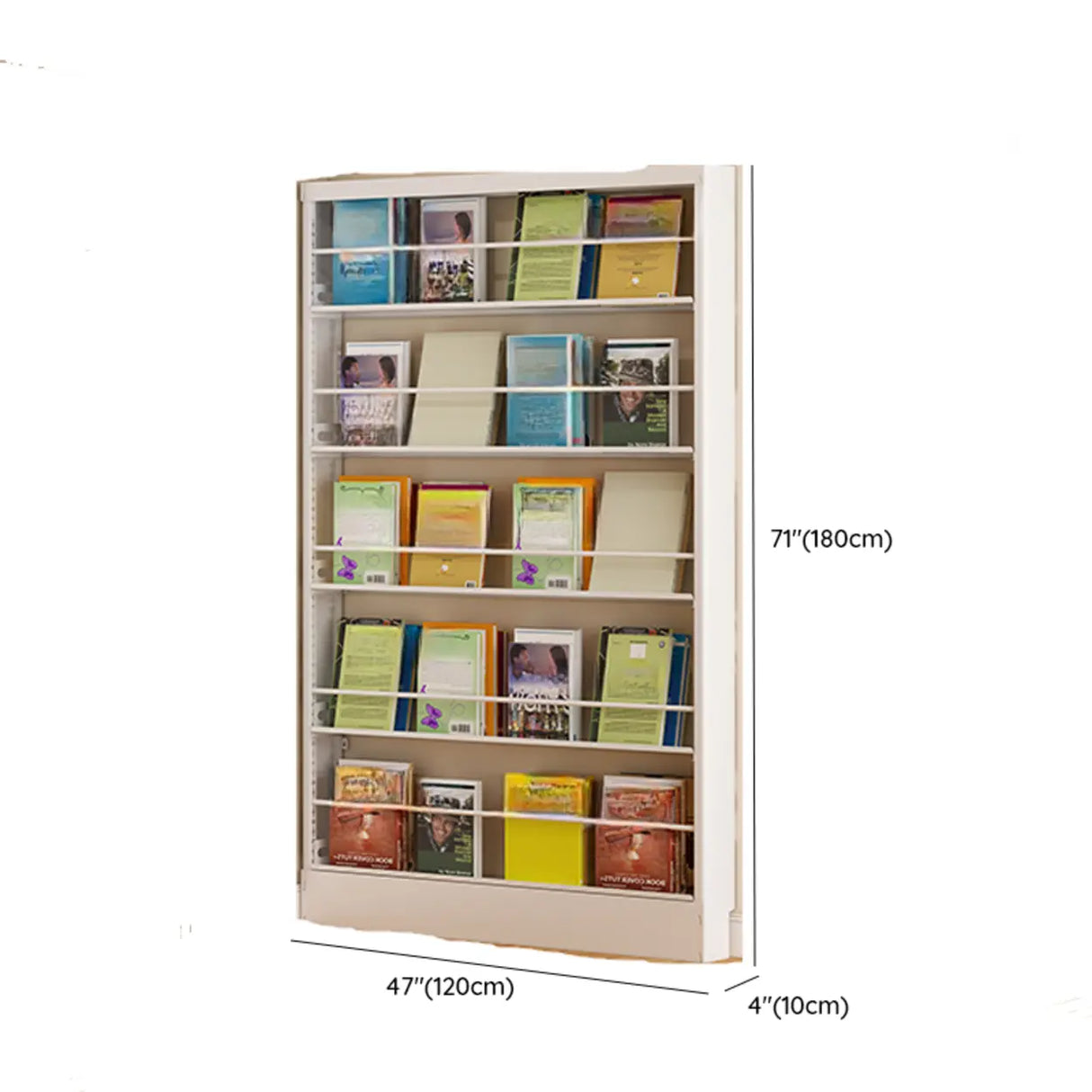 Stylish White Finish Vertical Steel Open Bookshelf Image - 29