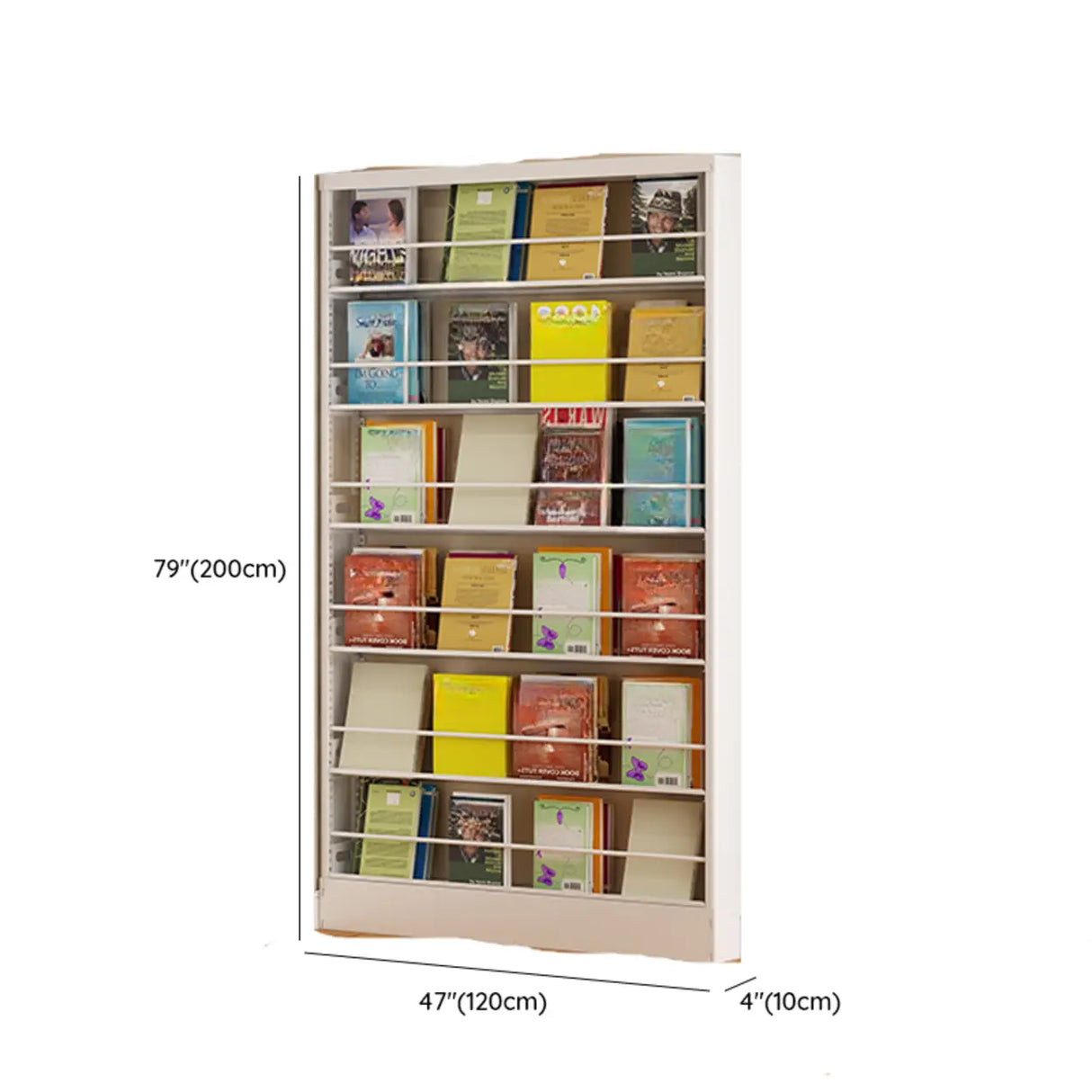 Stylish White Finish Vertical Steel Open Bookshelf Image - 35
