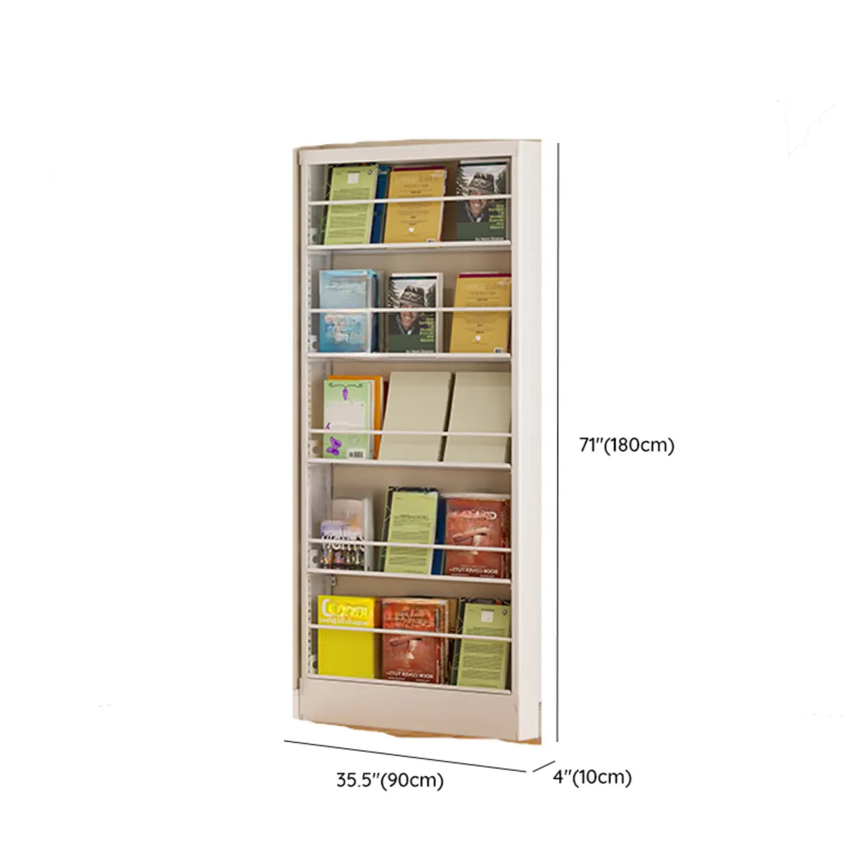 Stylish White Finish Vertical Steel Open Bookshelf Image - 47