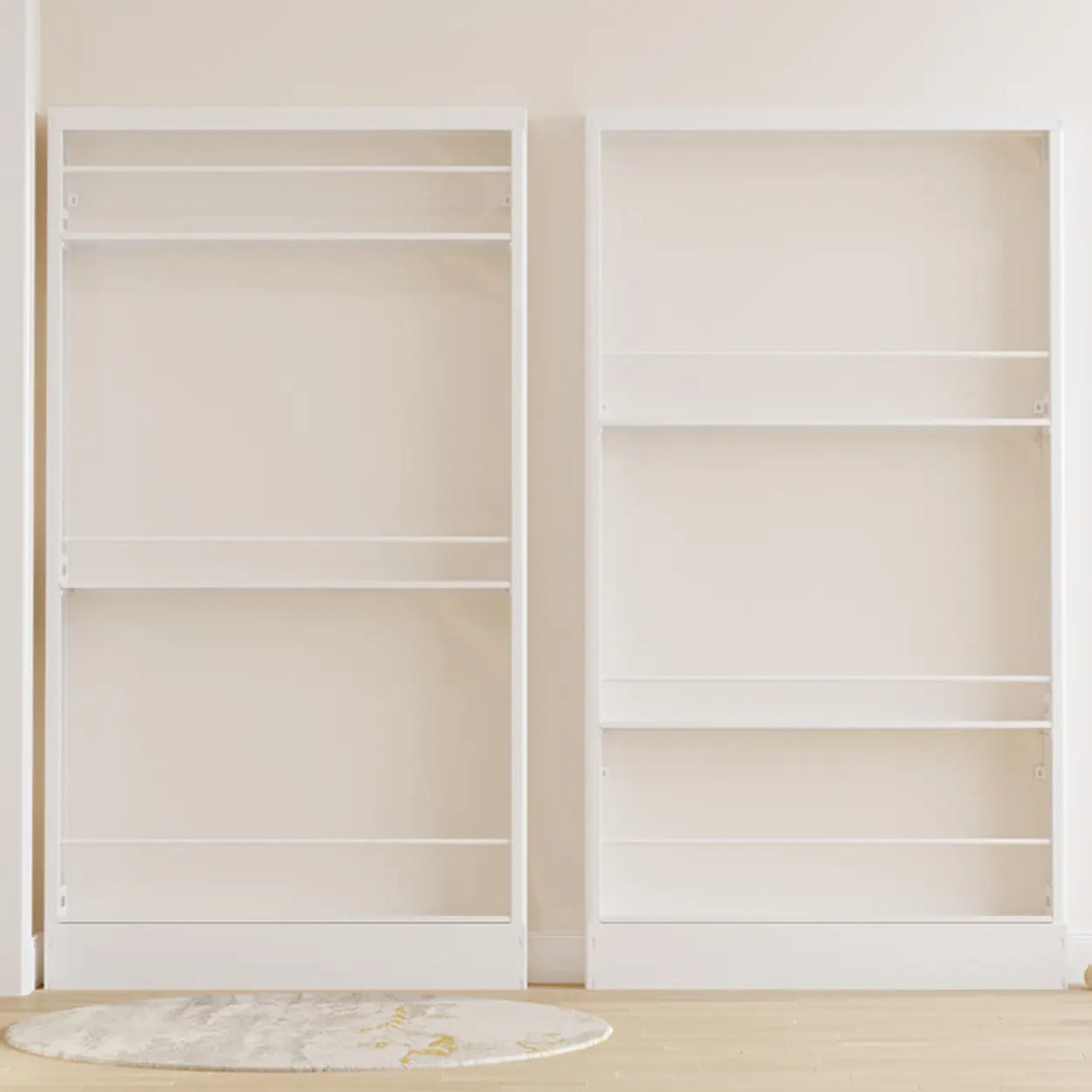 Stylish White Finish Vertical Steel Open Bookshelf Image - 5