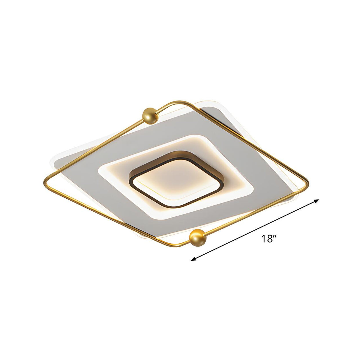 Stylish White Gold Tiered Square LED Flush Mount Light