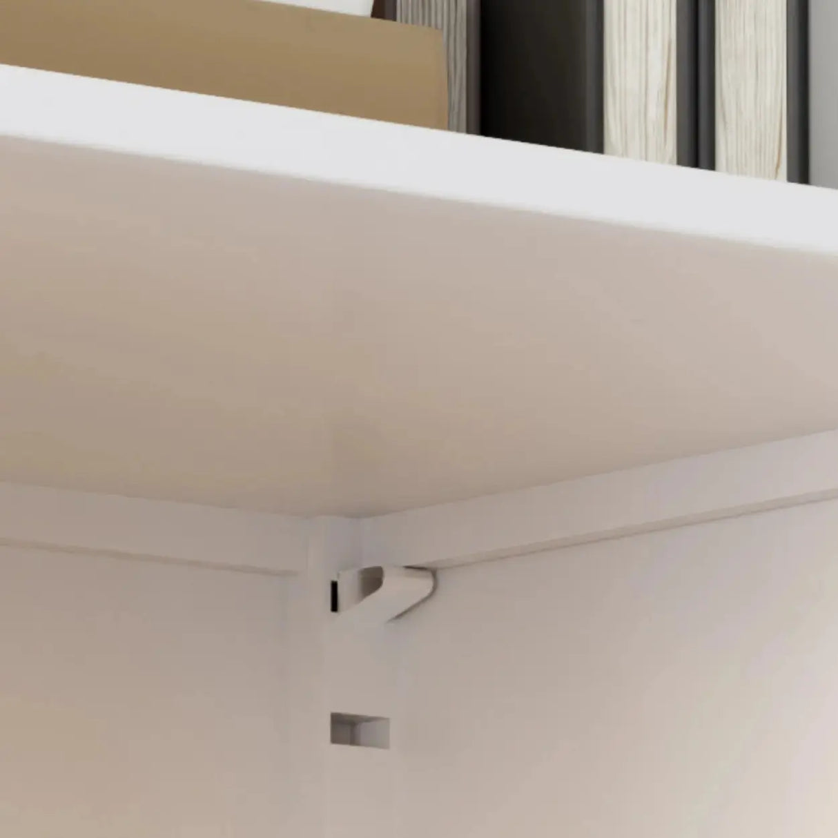 Stylish White Rectangular Glass Door Narrow Bookcase Image - 14