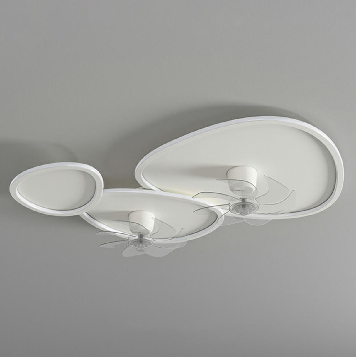 Stylish White Triangular Ceiling Fan with LED Light Image - 12