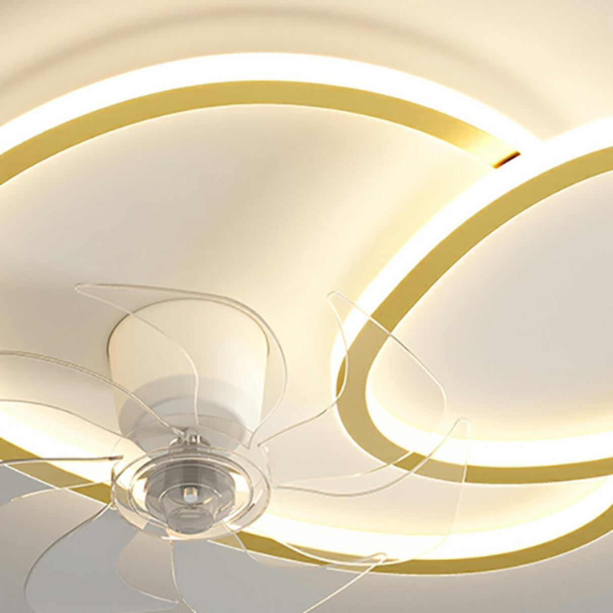 Stylish White Triangular Ceiling Fan with LED Light Image - 17