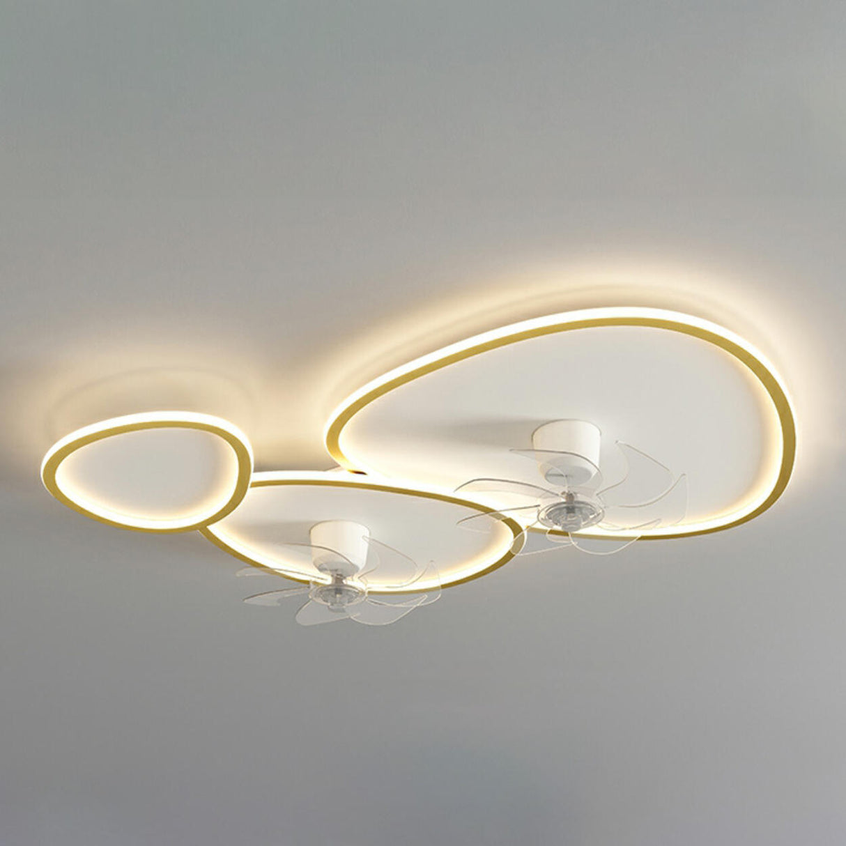 Stylish White Triangular Ceiling Fan with LED Light Image - 2