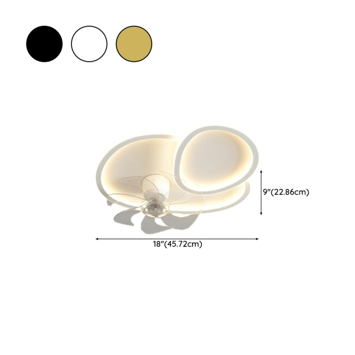 Stylish White Triangular Ceiling Fan with LED Light Image - 22