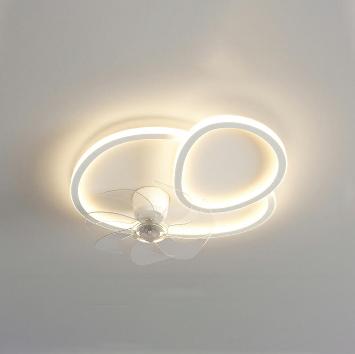 Stylish White Triangular Ceiling Fan with LED Light Image - 3