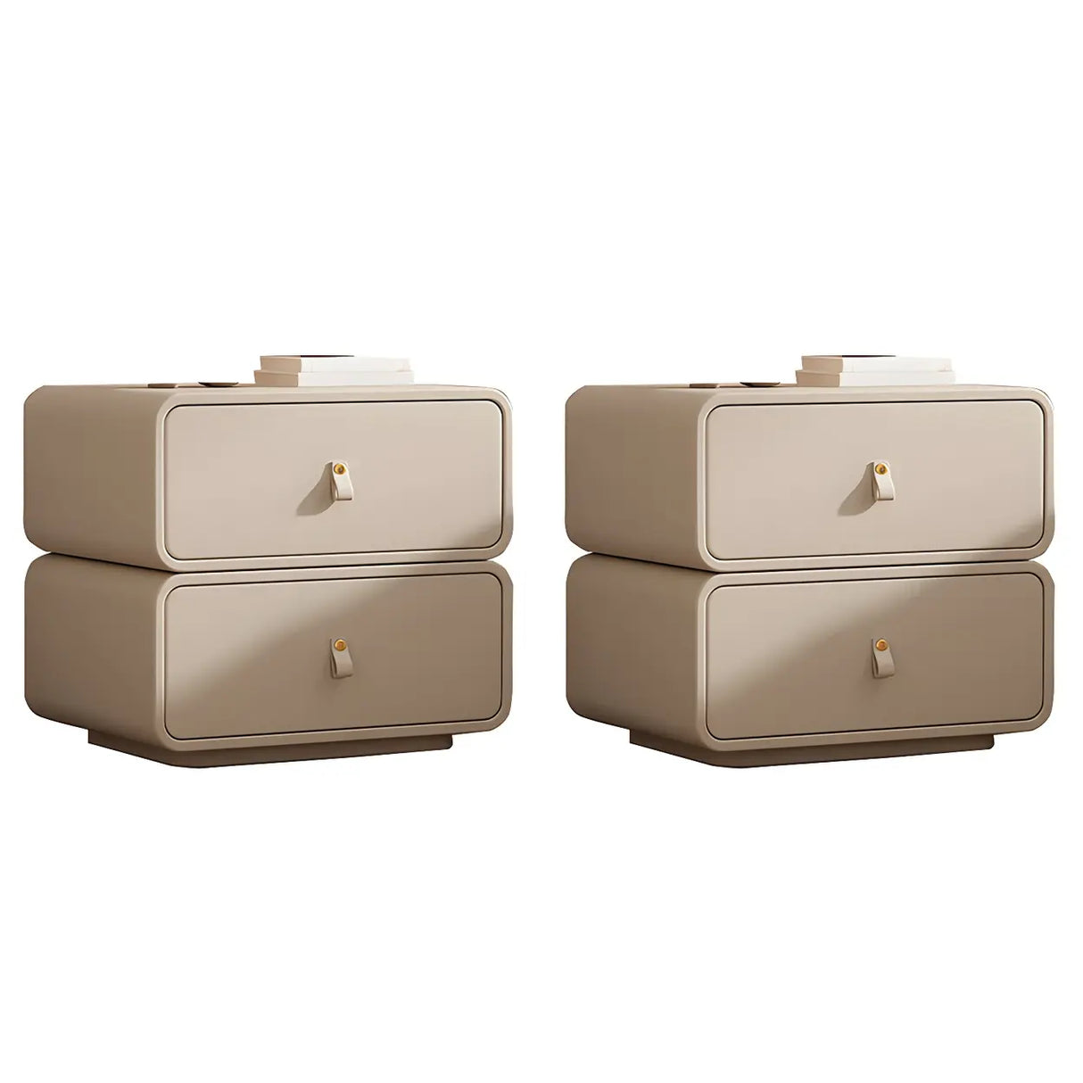 Stylish Wood Off-White Modern Two-Drawer Nightstand Image - 23