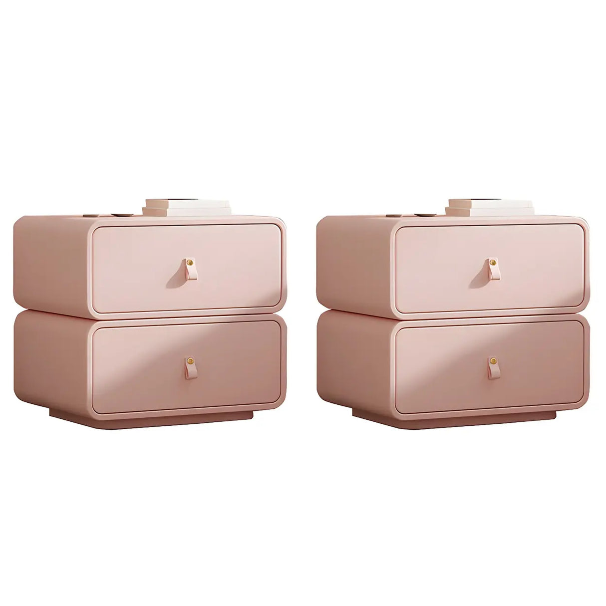 Stylish Wood Off-White Modern Two-Drawer Nightstand Image - 27