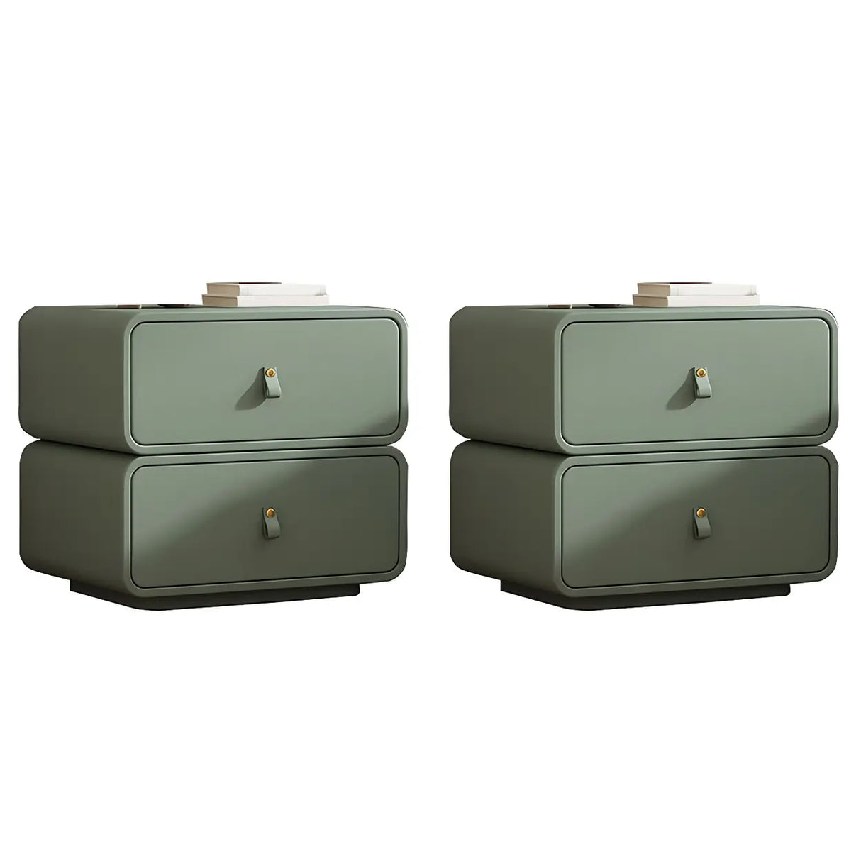 Stylish Wood Off-White Modern Two-Drawer Nightstand Image - 28