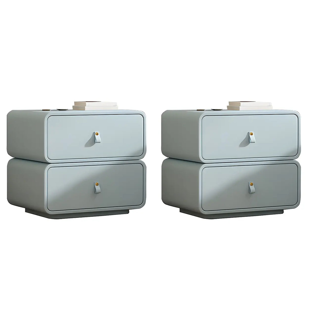 Stylish Wood Off-White Modern Two-Drawer Nightstand Image - 29