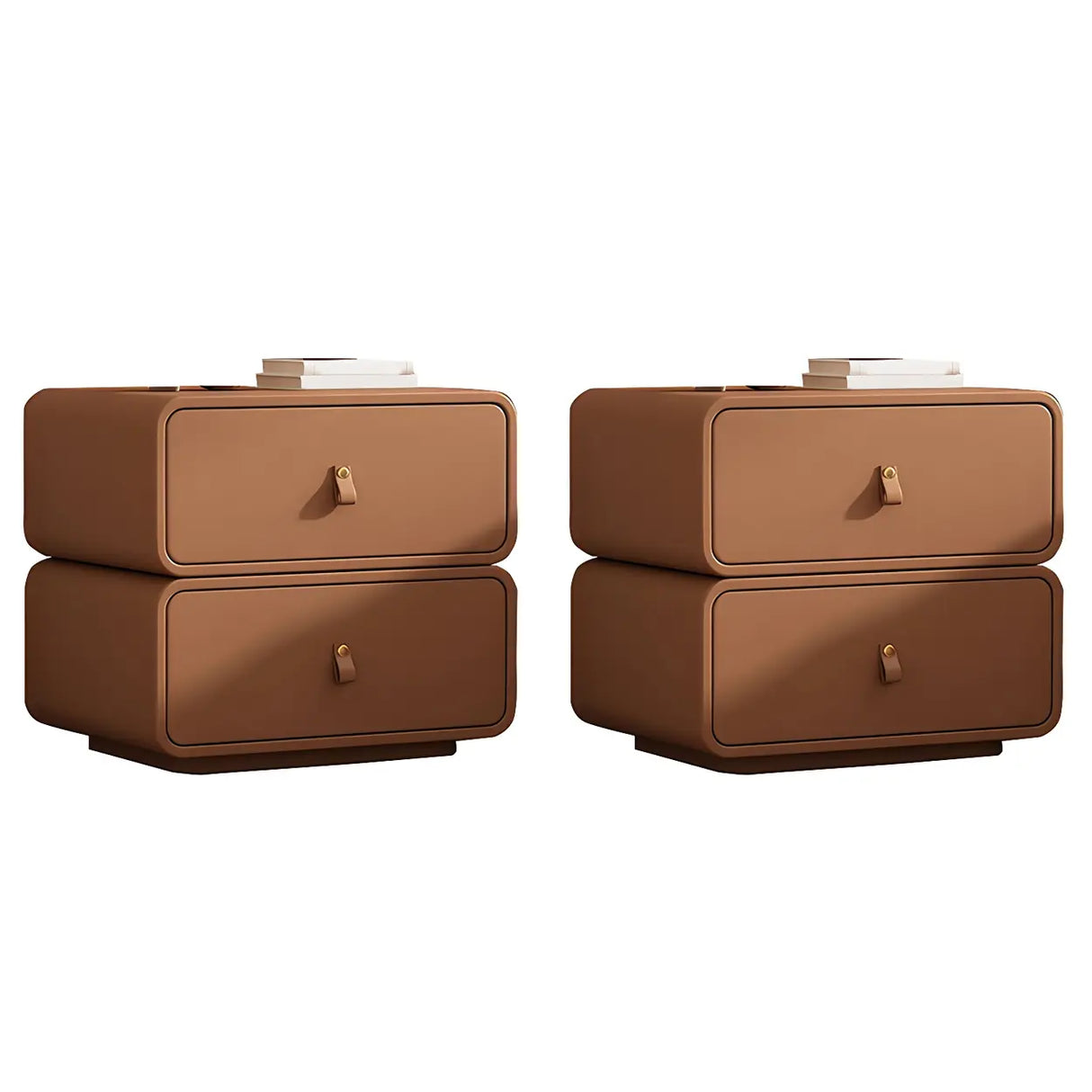 Stylish Wood Off-White Modern Two-Drawer Nightstand Image - 30