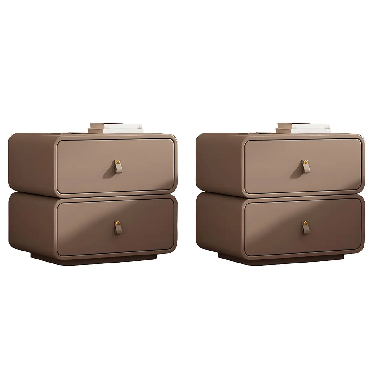 Stylish Wood Off-White Modern Two-Drawer Nightstand Image - 31