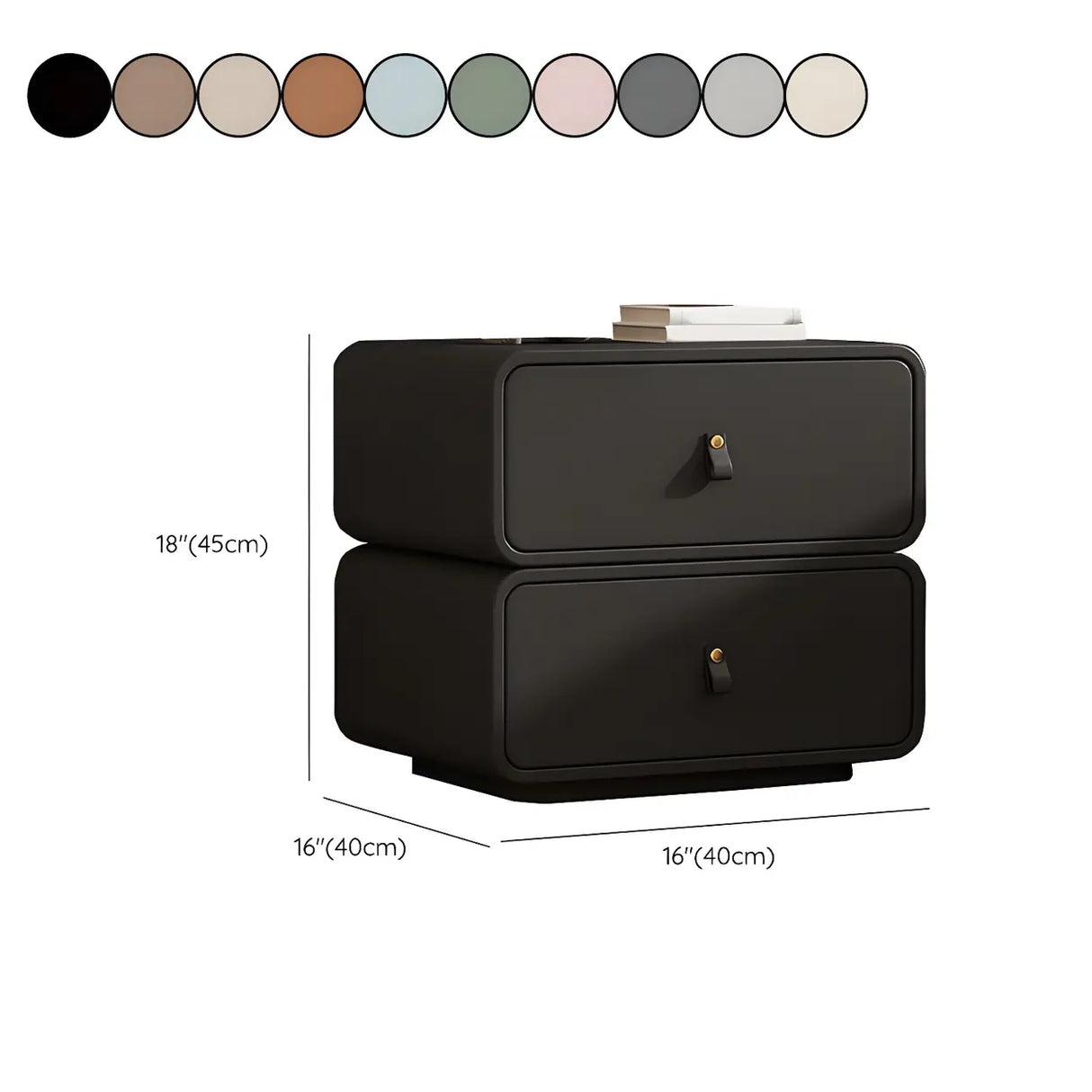 Stylish Wood Off-White Modern Two-Drawer Nightstand Image - 34