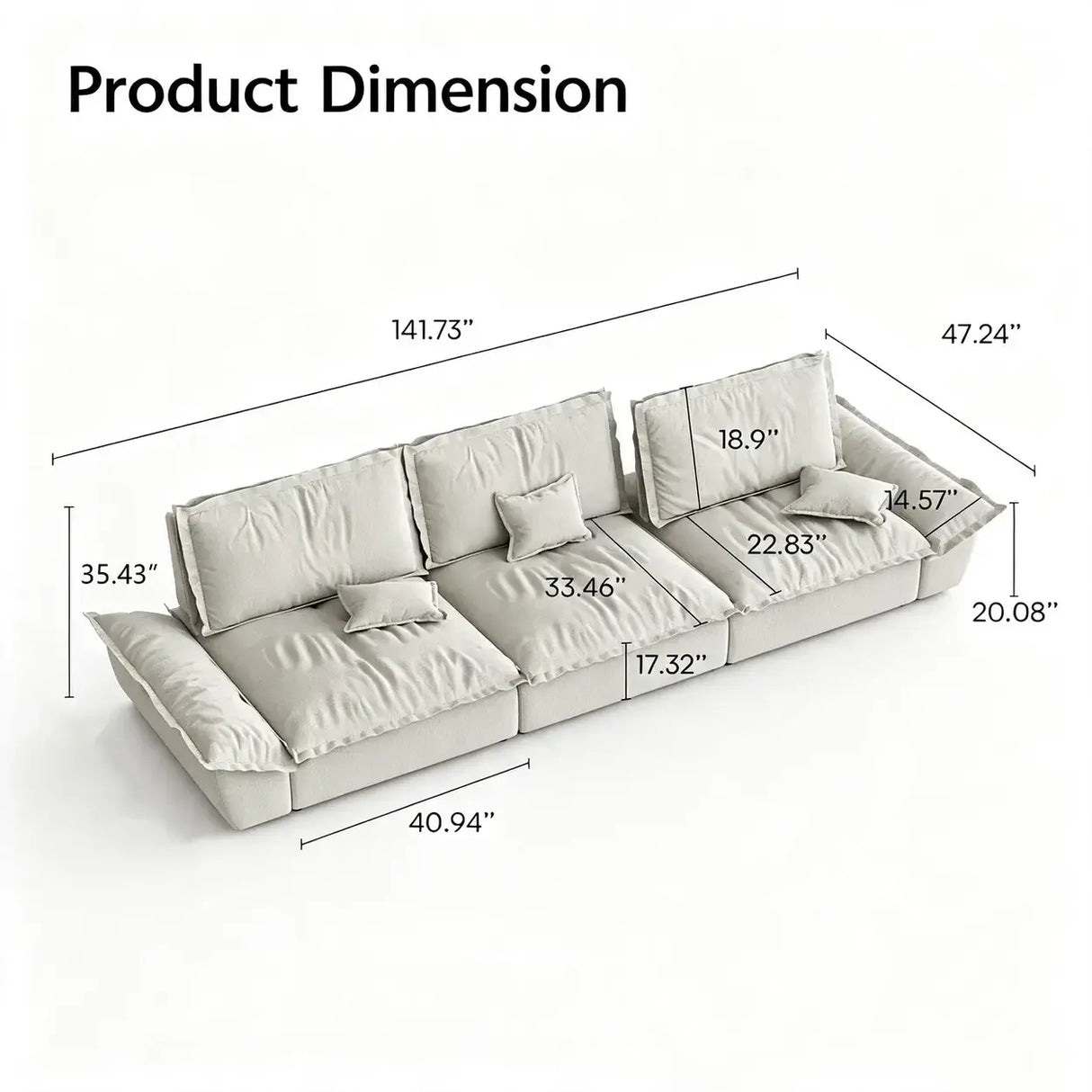 Suede Modular Sofa with Adjustable Backrests and Memory Foam
