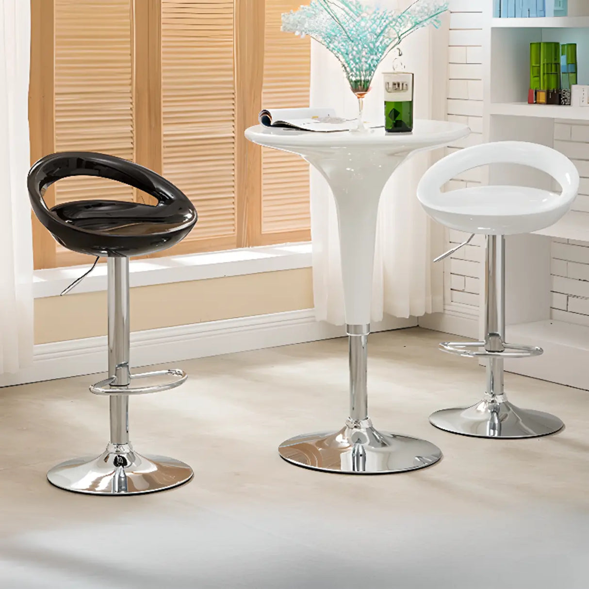Swivel Adjustable Height Bucket Low Back Bar Stool Image - 1