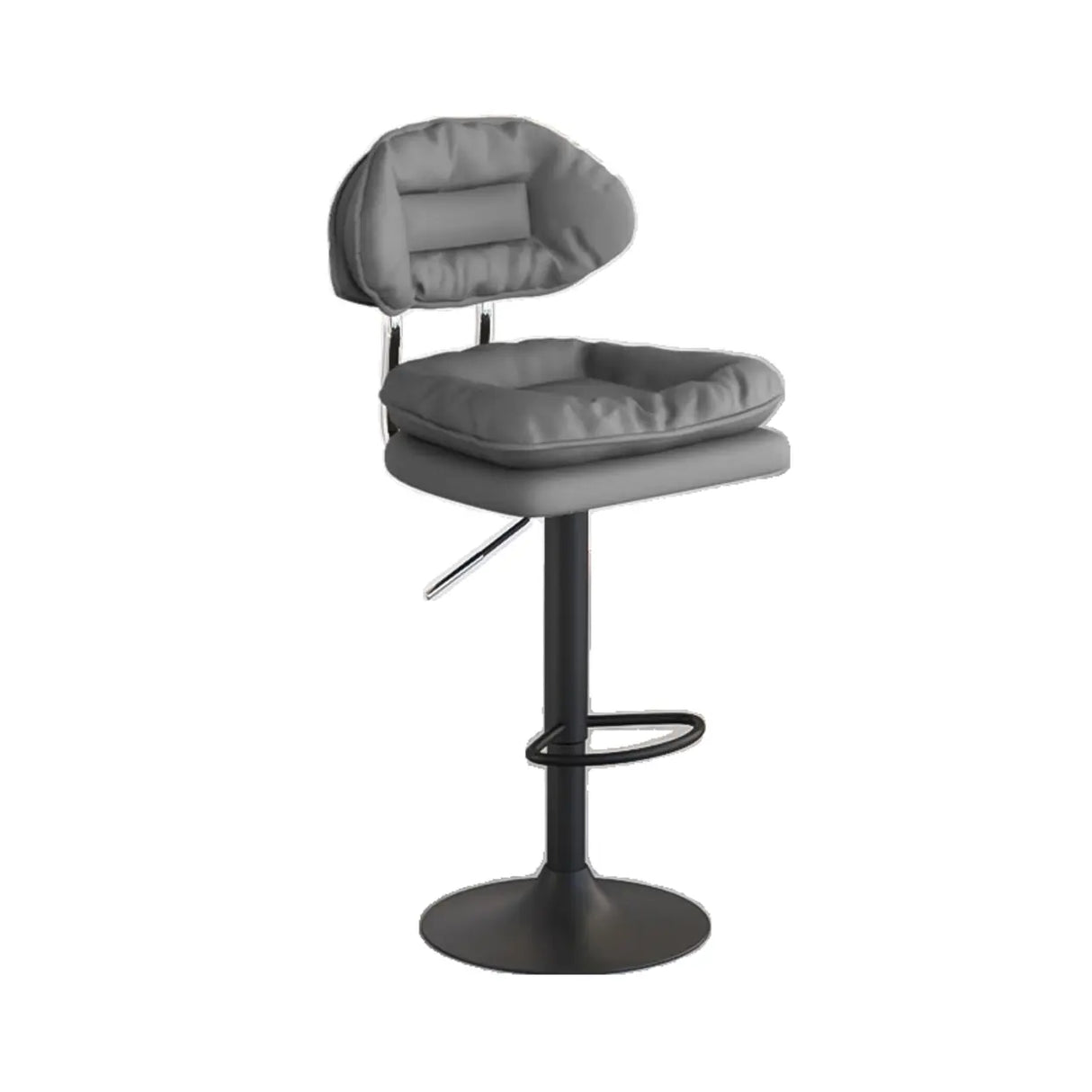 Swivel Adjustable Height Concave Leather Bar Stool Image - 12