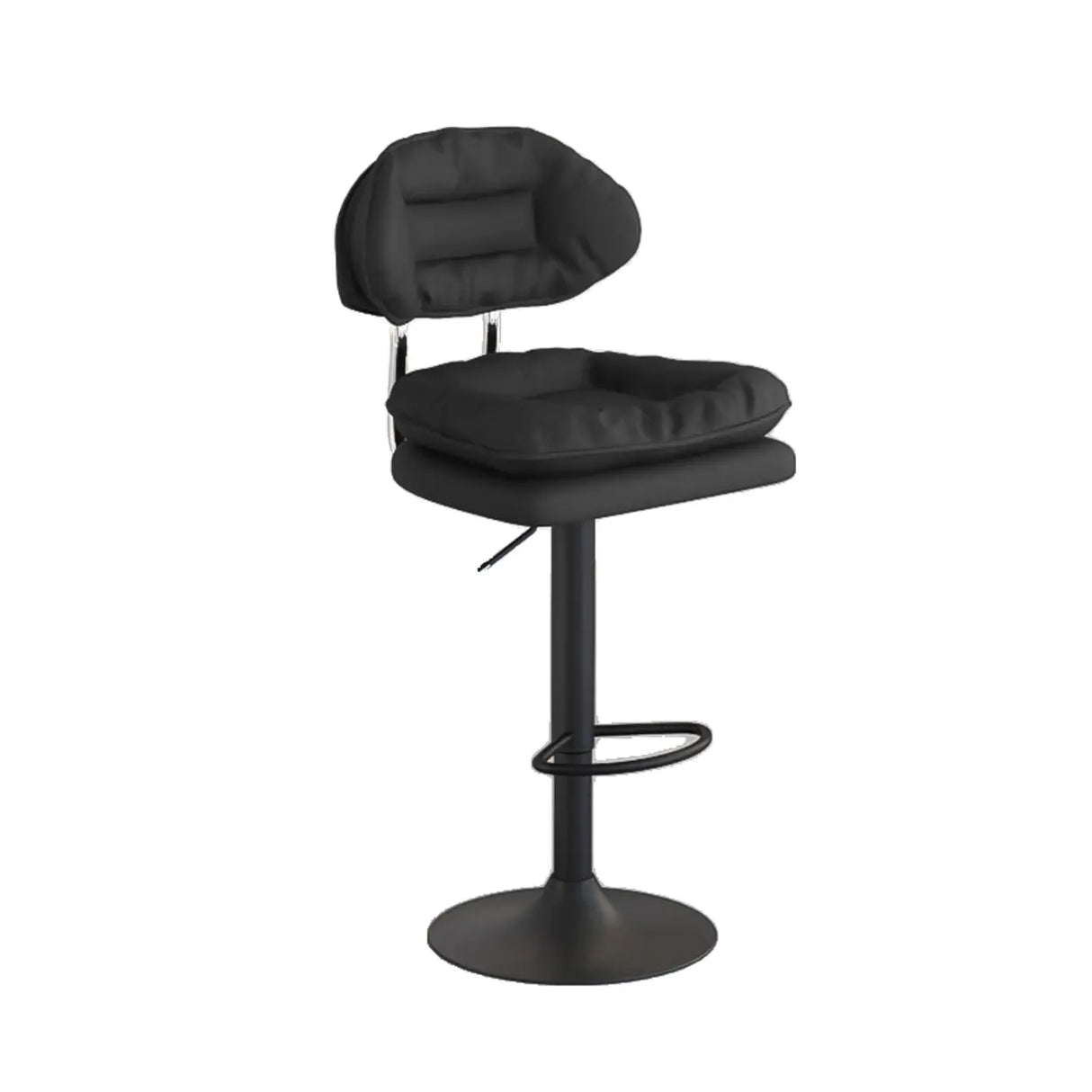 Swivel Adjustable Height Concave Leather Bar Stool Image - 18