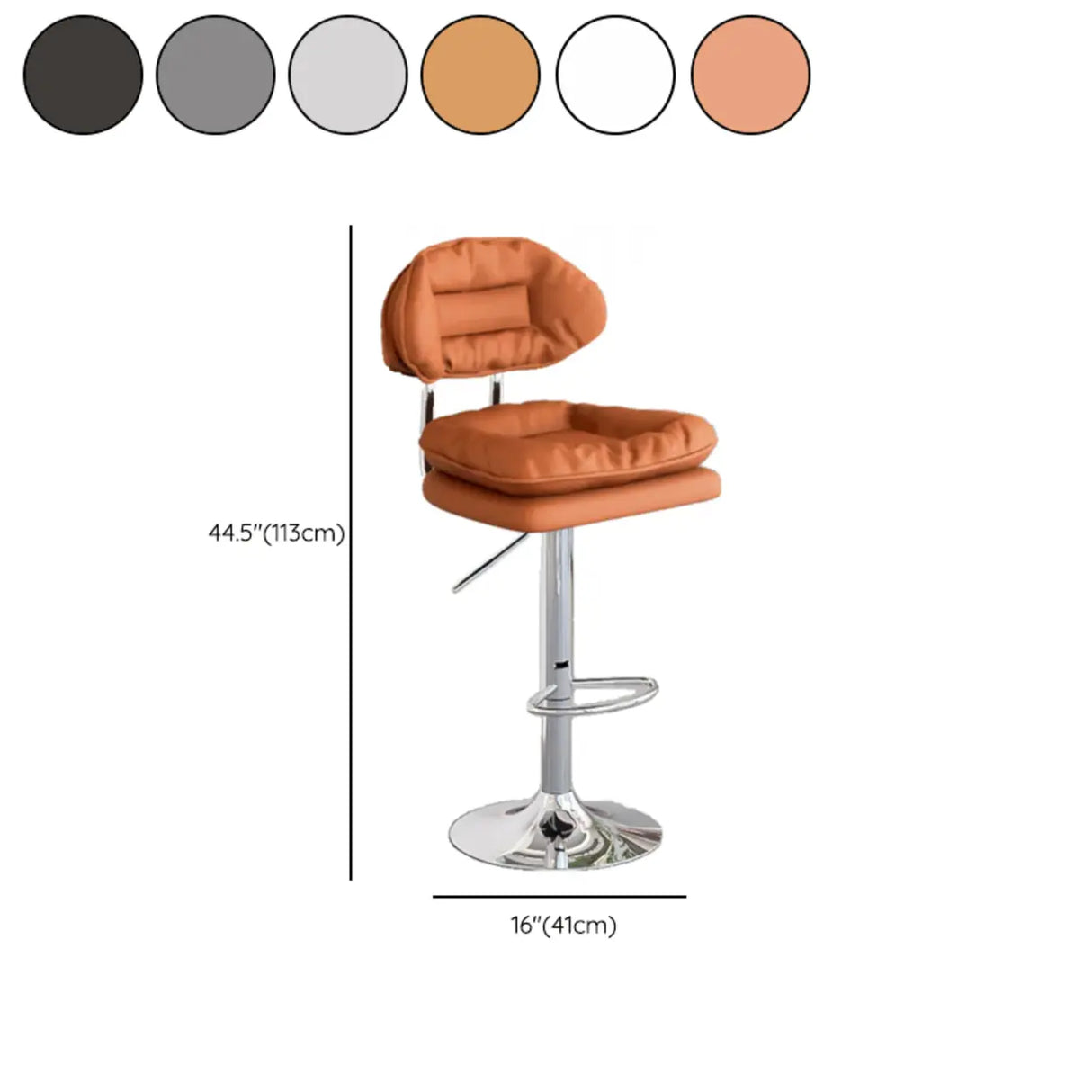 Swivel Adjustable Height Concave Leather Bar Stool Image - 22