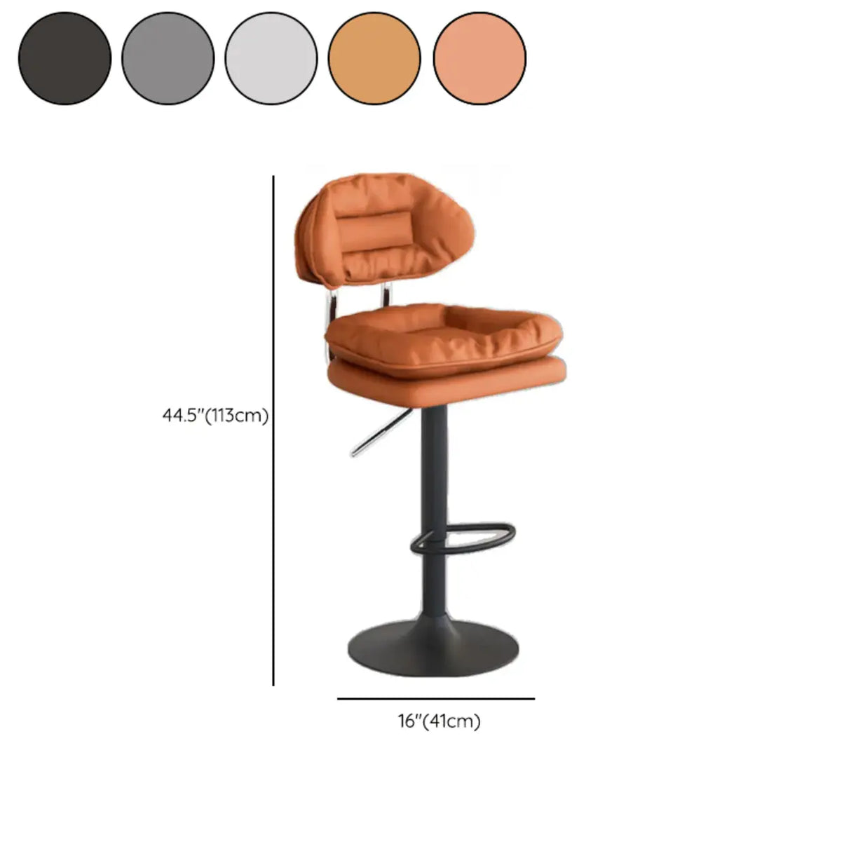 Swivel Adjustable Height Concave Leather Bar Stool Image - 23