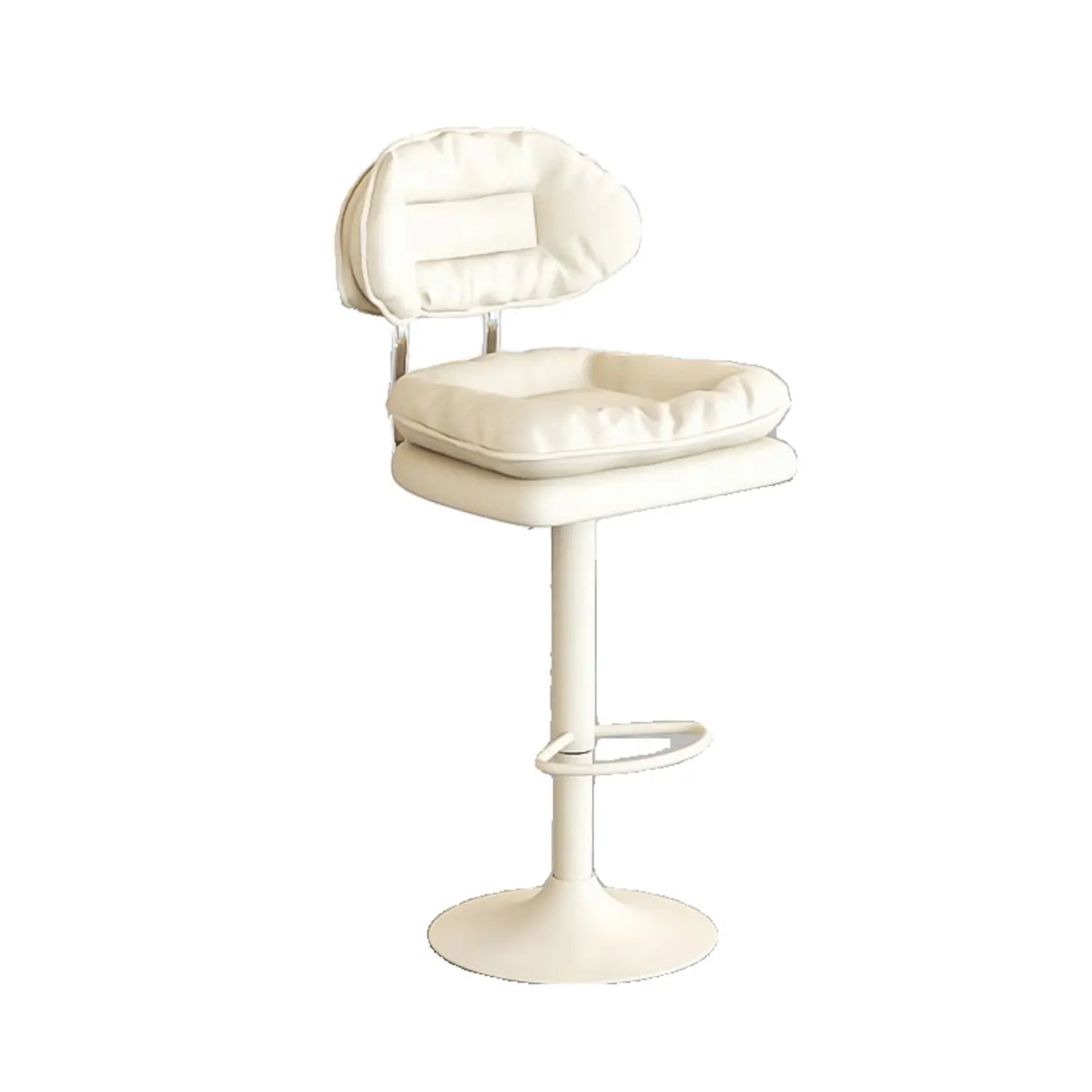 Swivel Adjustable Height Concave Leather Bar Stool Image - 3