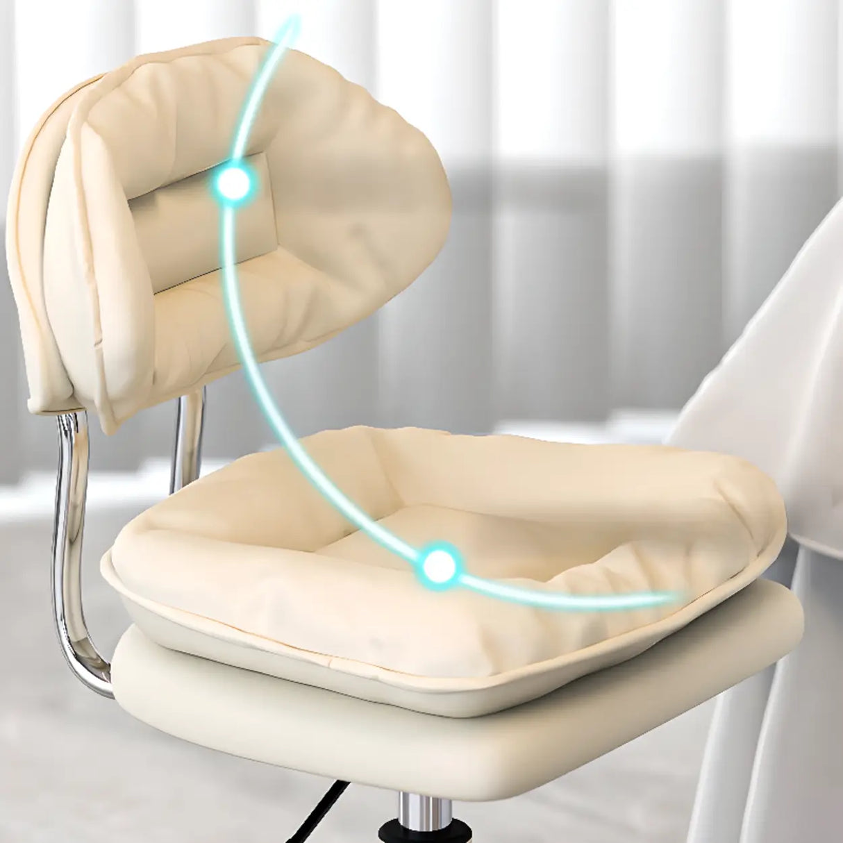 Swivel Adjustable Height Concave Leather Bar Stool Image - 4