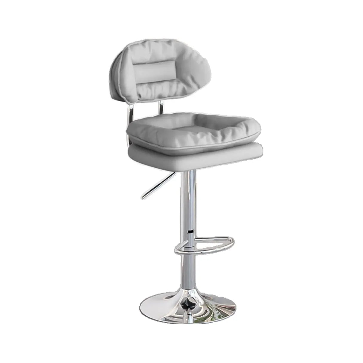 Swivel Adjustable Height Concave Leather Bar Stool Image - 6