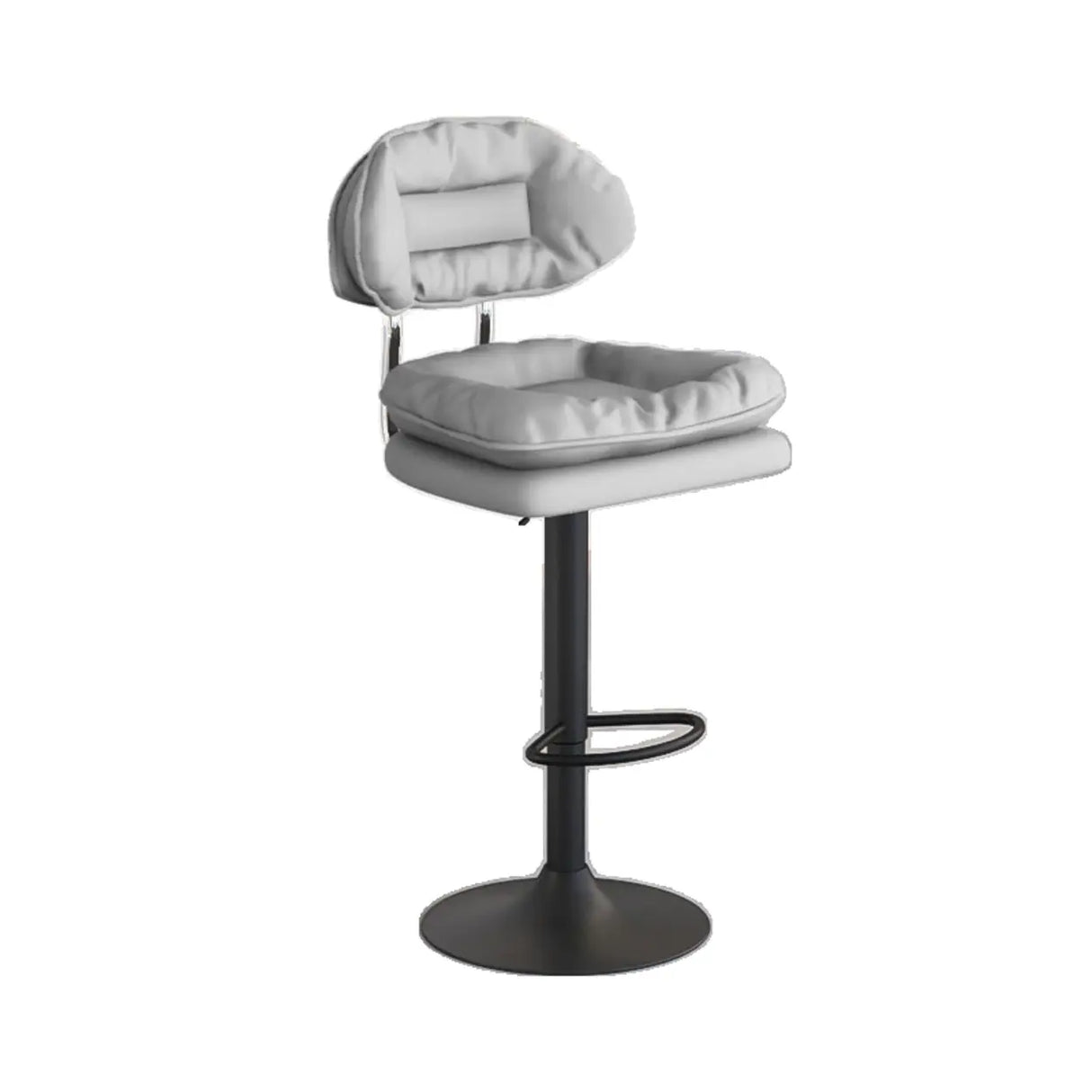 Swivel Adjustable Height Concave Leather Bar Stool Image - 7