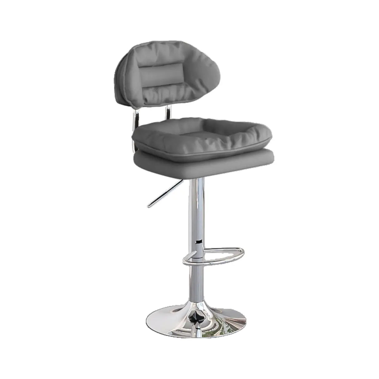 Swivel Adjustable Height Concave Leather Bar Stool Image - 9