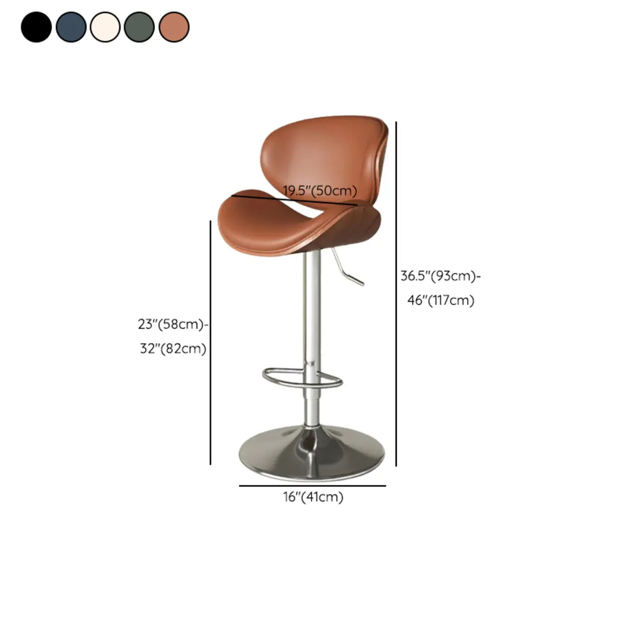 Swivel Adjustable Height Modern Ergonomic Backrest Bar Stool Image - 17