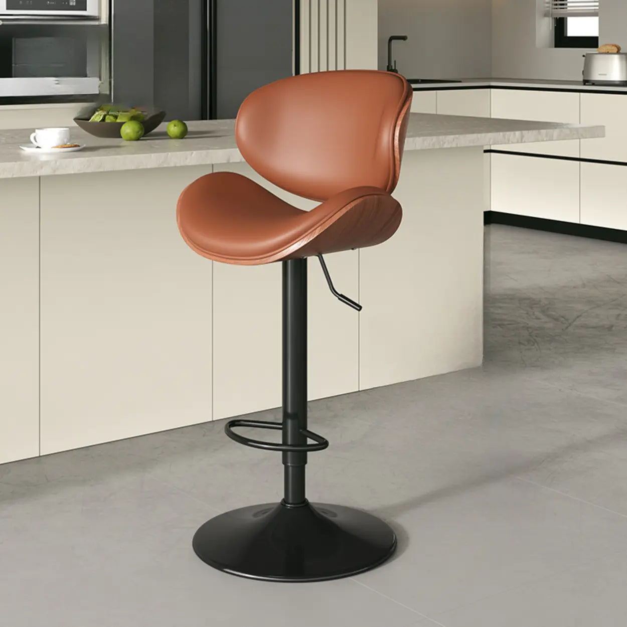 Swivel Adjustable Height Modern Ergonomic Backrest Bar Stool Image - 7