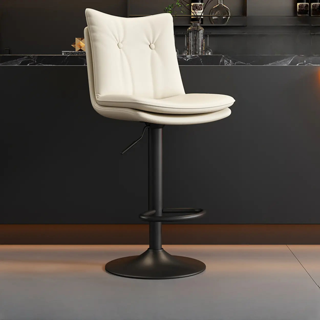 Swivel Adjustable Height Rectangular Leather Bar Stool Image - 14