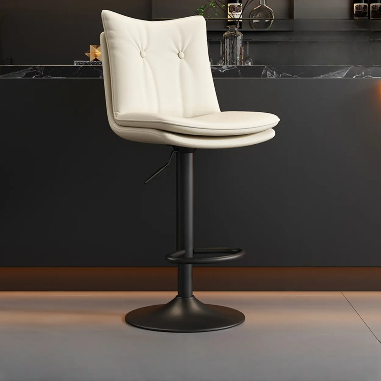 Swivel Adjustable Height Rectangular Leather Bar Stool Image - 14