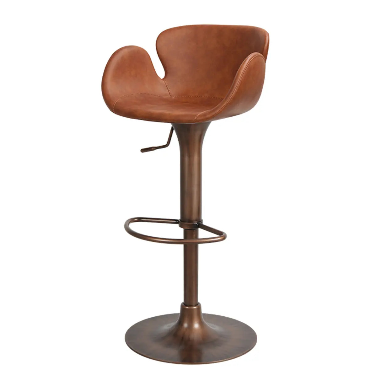 Swivel Adjustable Leather Bucket Bar Stool with Back Image - 11
