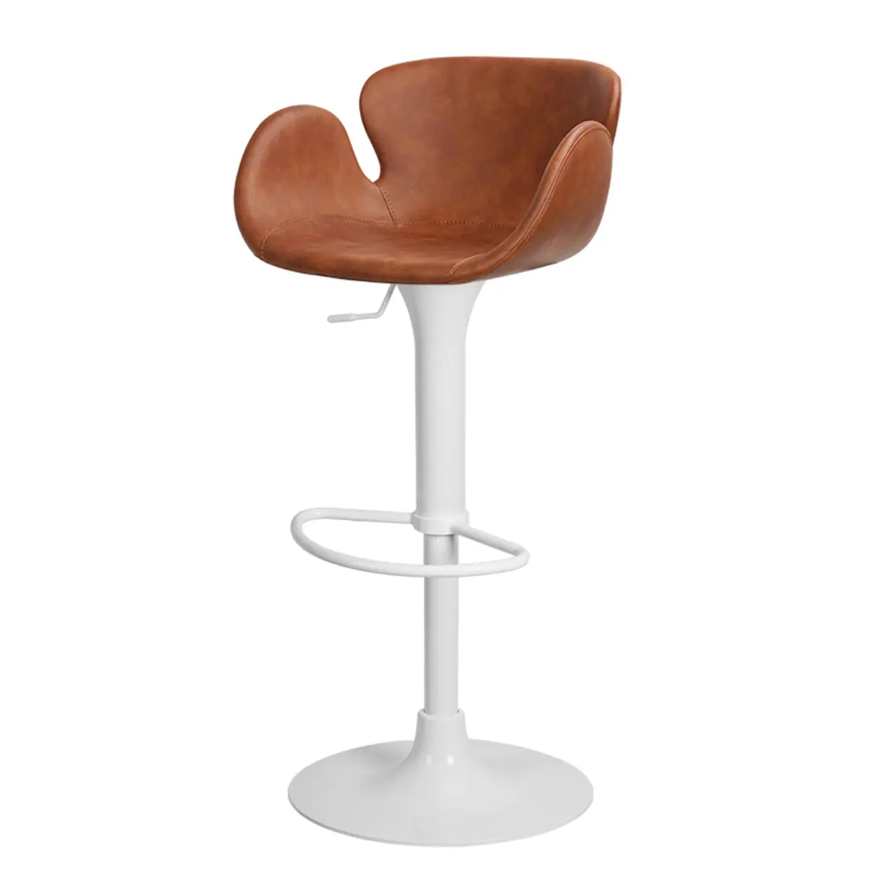 Swivel Adjustable Leather Bucket Bar Stool with Back Image - 15