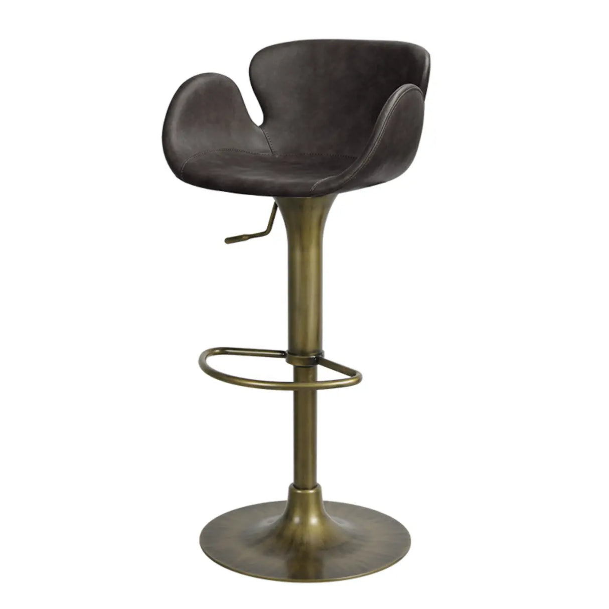 Swivel Adjustable Leather Bucket Bar Stool with Back Image - 2
