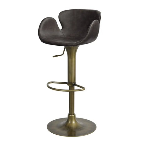 Swivel Adjustable Leather Bucket Bar Stool with Back Image - 2