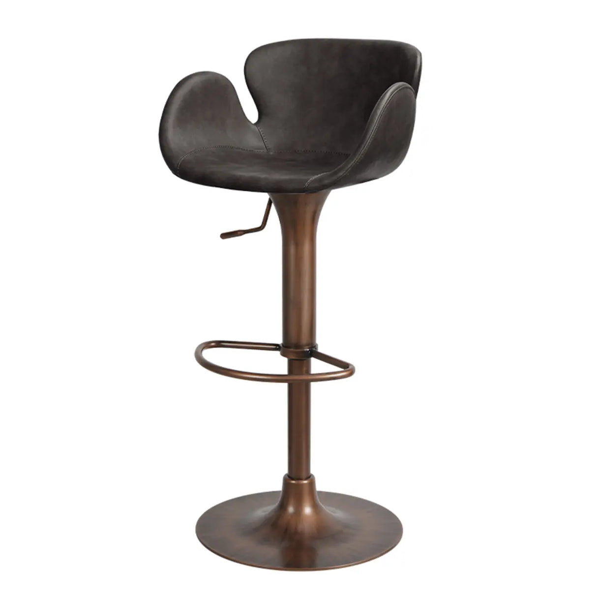 Swivel Adjustable Leather Bucket Bar Stool with Back Image - 3
