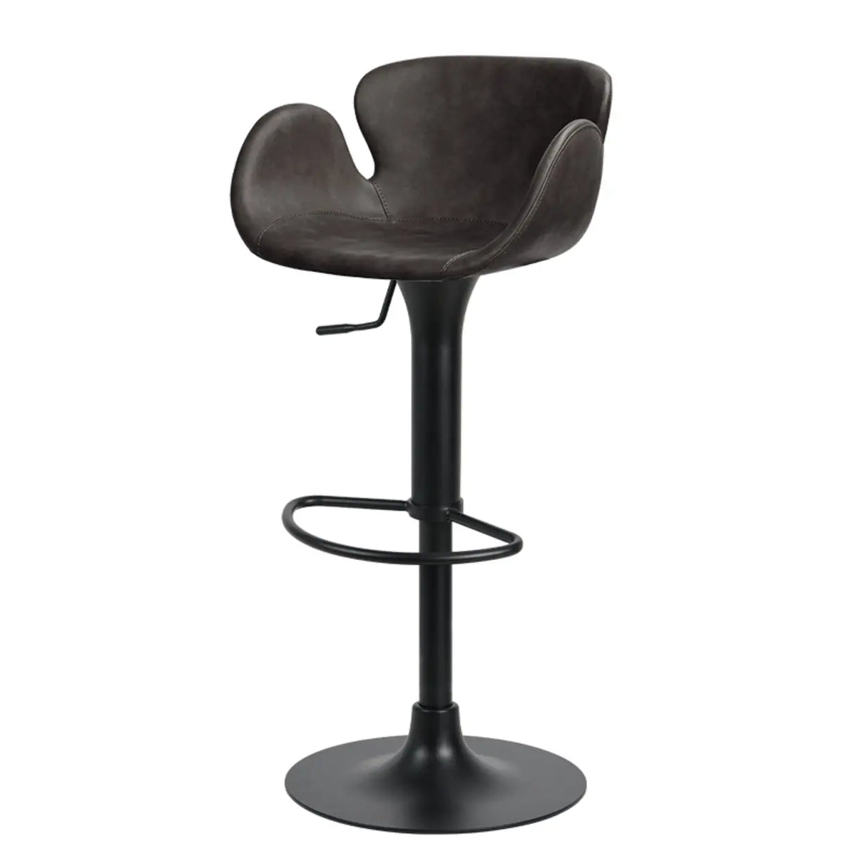 Swivel Adjustable Leather Bucket Bar Stool with Back Image - 5