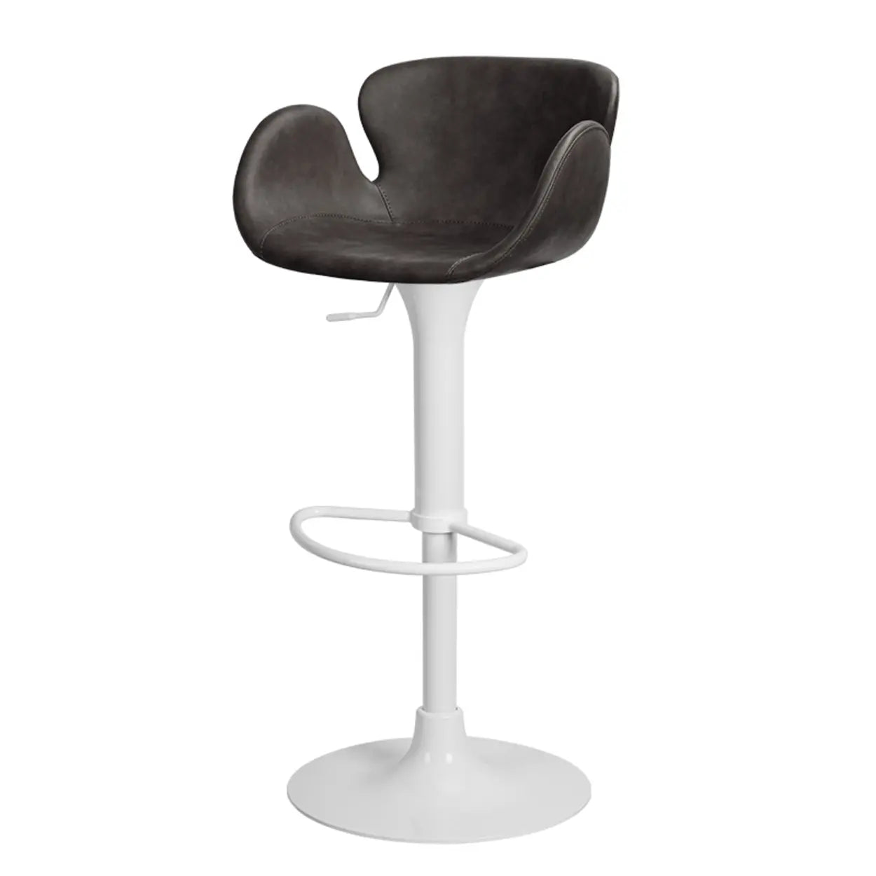 Swivel Adjustable Leather Bucket Bar Stool with Back Image - 7