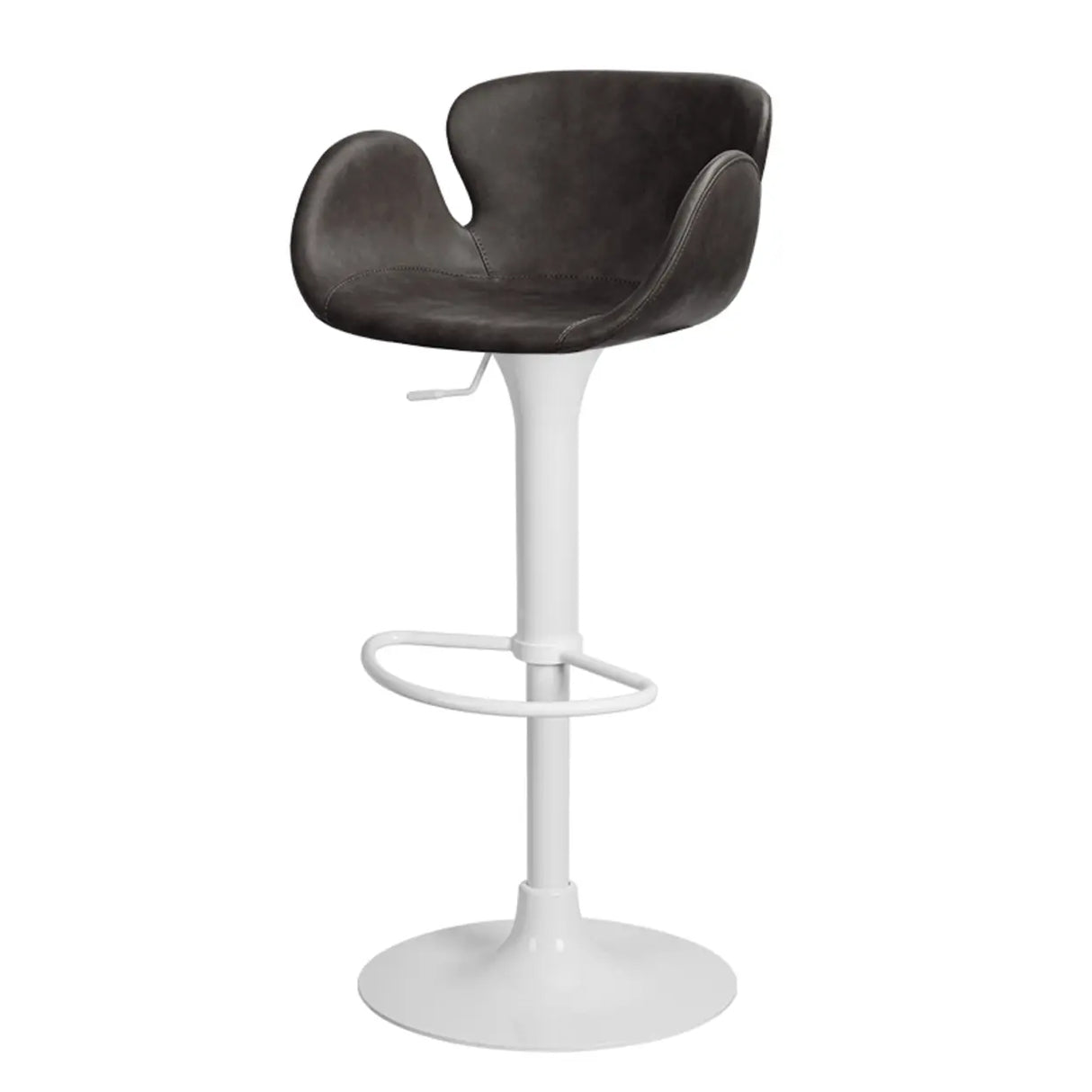 Swivel Adjustable Leather Bucket Bar Stool with Back Image - 7