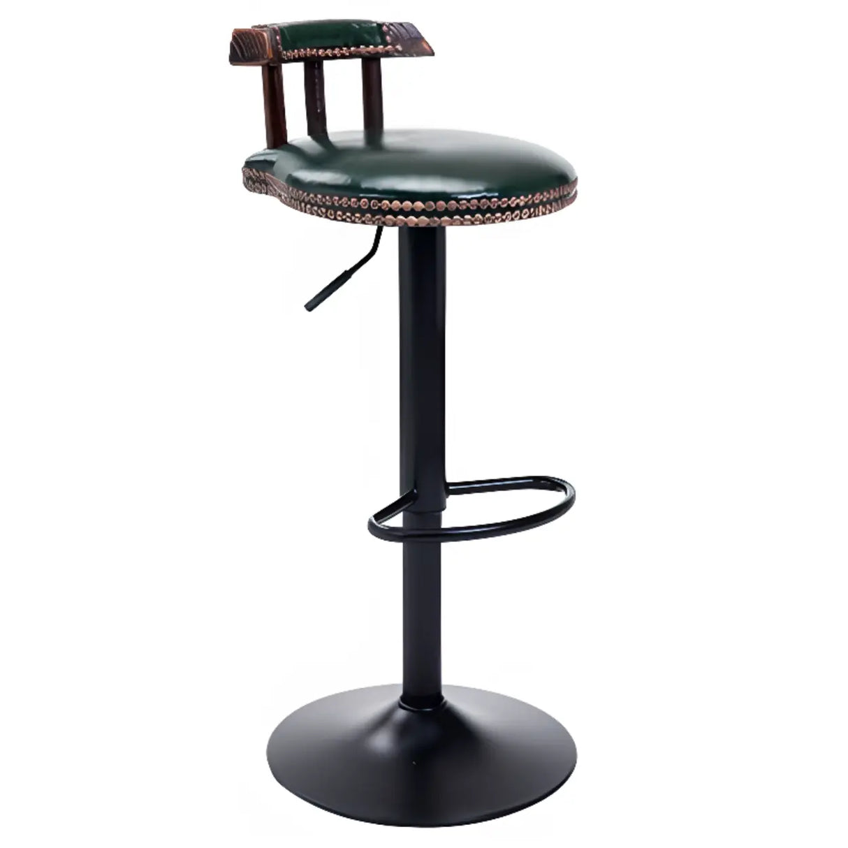 Swivel Adjustable Round Leather Bar Stool with Back Image - 11
