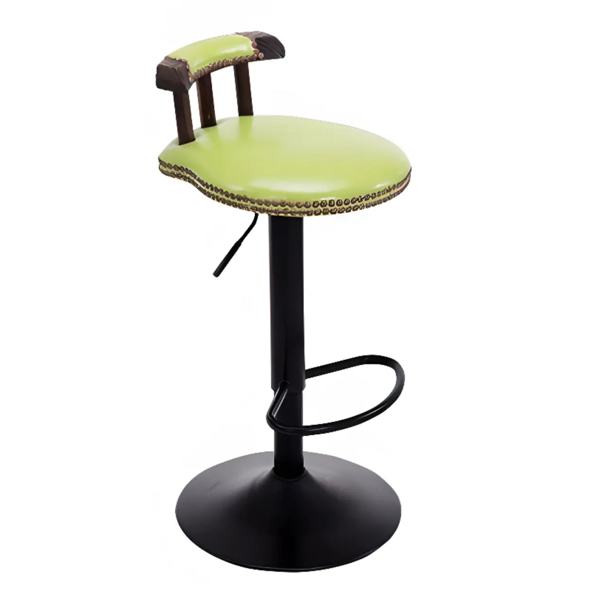 Swivel Adjustable Round Leather Bar Stool with Back Image - 13