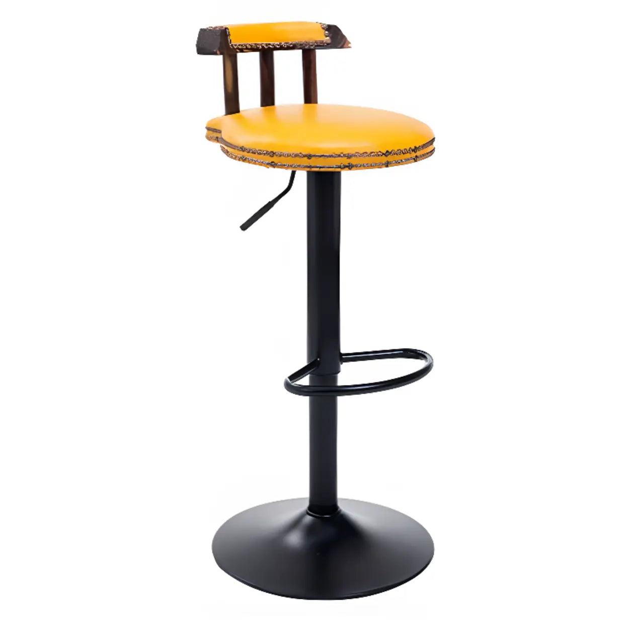 Swivel Adjustable Round Leather Bar Stool with Back Image - 17